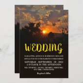 Abend Sonnenuntergang, rustikale Hochzeit Einladung (Vorne/Hinten)