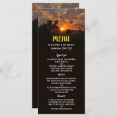 Abend Sonnenuntergang, rustikale Hochzeit Menükarte (Vorne/Hinten)