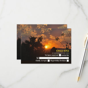 Abend Sonnenuntergang, rustikale Hochzeit RSVP Karte