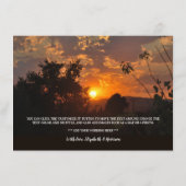 Abend Sonnenuntergang, rustikale Hochzeitsszene Begleitkarte (Rückseite)