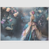 Abend Spaziergang Portrait & Swan Dark Floral Fant Seidenpapier (Vorderseite)