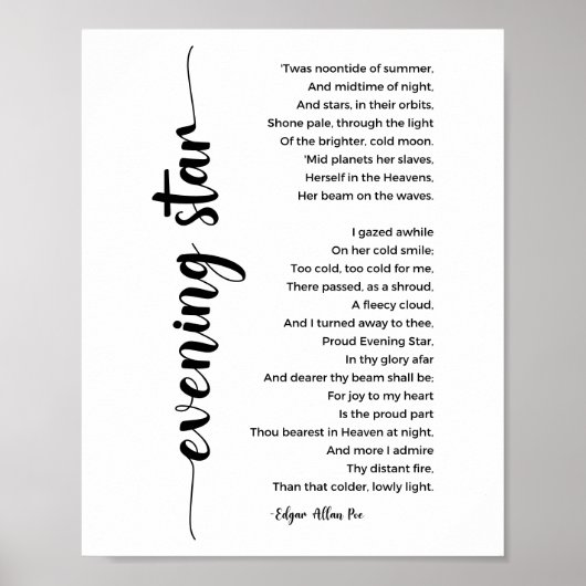 Abend Star Gedicht von Edgar Allan Poster (Vorne)