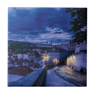 Abend Straße in Prag Fliese