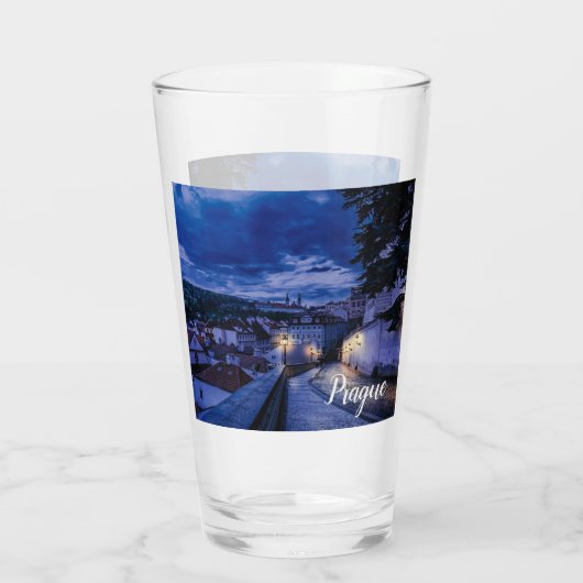 Abend Straße in Prag Glas (Rückseite)