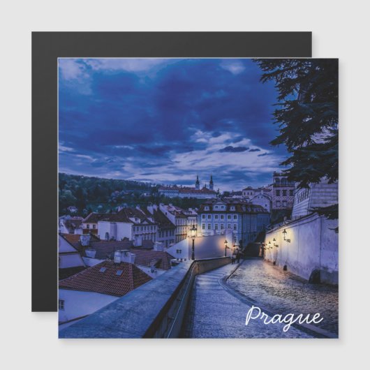 Abend Straße in Prag Magnetkarte (Vorne/Hinten)