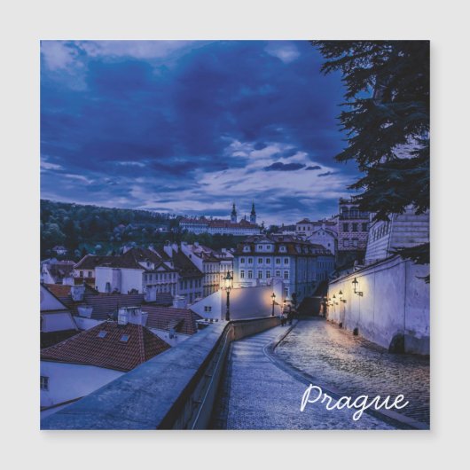 Abend Straße in Prag Magnetkarte (Vorderseite)