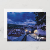 Abend Straße in Prag Postcard Postkarte (Vorne/Hinten)