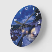 Abend Straße in Prag Runde Wanduhr (Winkel)