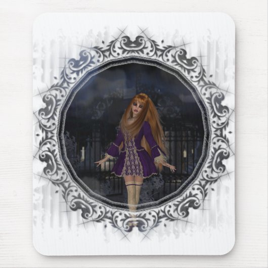 Abend Stroll GothicFantasy Redhead Girl Mousepad (Vorne)