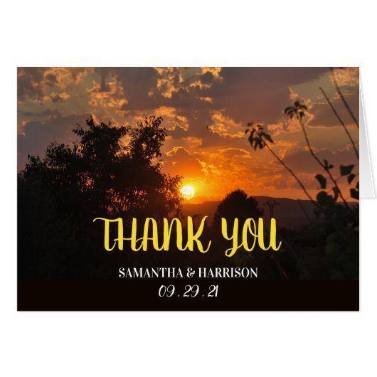 Abend Sunset Scene, Rustic Wedding Danke (Vorderseite (Horizontal))