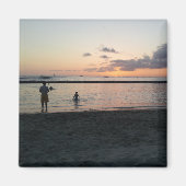 Abend Sunset Tropical Beach Waikiki Oahu Hawaii Magnet (Vorne)