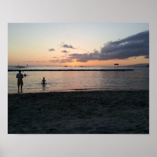 Abend Sunset Tropical Beach Waikiki Oahu Hawaii Poster (Vorne)