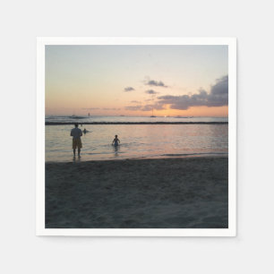 Abend Sunset Tropical Beach Waikiki Oahu Hawaii Serviette