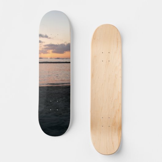 Abend Sunset Tropical Beach Waikiki Oahu Hawaii Skateboard (Vorderseite)