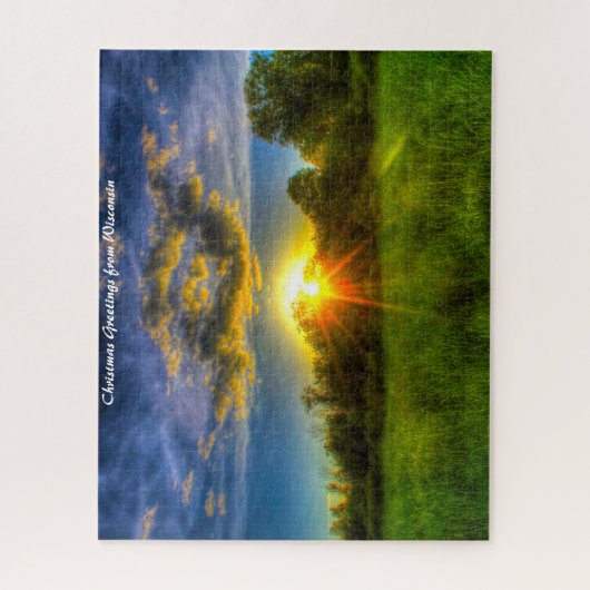 Abend Sunset Wisconsin. Weihnachtsgrüße Puzzle (Vertikal)