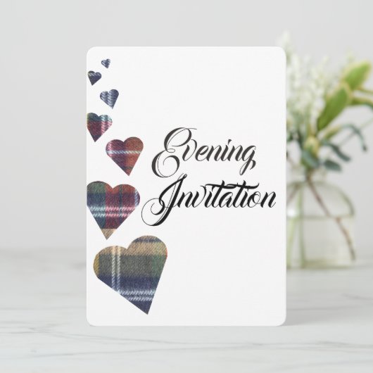 Abend Tartan Einladung (Stehend Vorderseite)