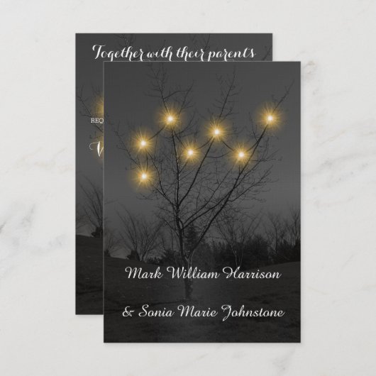 Abend Tree Garden Hochzeit Einladung (Vorne/Hinten)