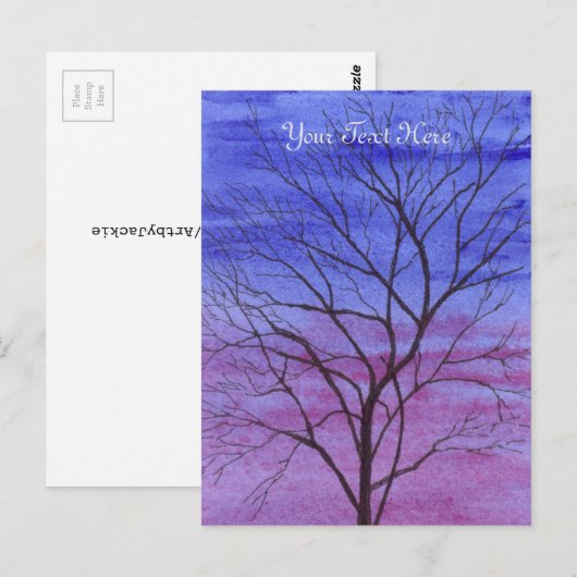 Abend Tree Postcard Postkarte (Vorne/Hinten)
