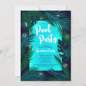Abend Tropical Palm Lichter Pool Party Sweet 16 Einladung (Vorderseite)