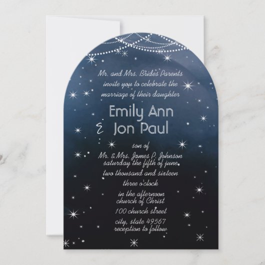 Abend unter der Sternenhochzeit Einladung (Vorderseite)