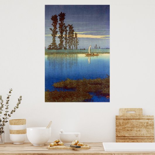 Abend von Ushibori Kawase Hasui 1930er Poster (Küche)