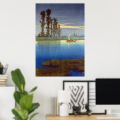 Abend von Ushibori Kawase Hasui 1930er Poster (Heimbüro)