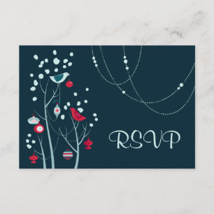 Abend Weihnachts-Wintervögel Hochzeit RSVP-Karten RSVP Karte
