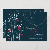 Abend Weihnachts-Wintervögel Hochzeitseinladung Einladung (Vorne/Hinten)