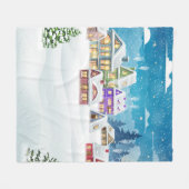 Abend-Winterdörferlandschaft mit schneebedeckter F Fleecedecke (Vorderseite (Horizontal))