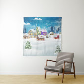 Abend-Winterdörferlandschaft mit schneebedeckter F Wandteppich (Beispiel)