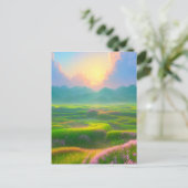 Abenddämmerung auf dem Grasfeld Postkarte (Stehend Vorderseite)