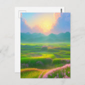 Abenddämmerung auf dem Grasfeld Postkarte (Vorne/Hinten)