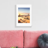 Abenddämmerung: goldener Sand, orange Sonne, wider Leinwanddruck (Insitu (Wohnzimmer))