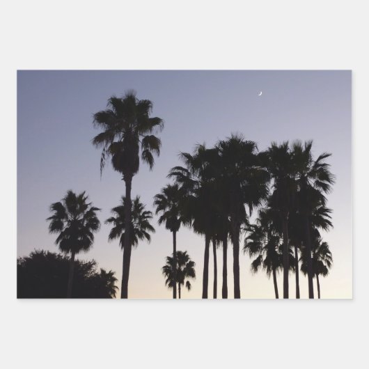 Abenddämmerung mit tropischen Palmen Geschenkpapier Set (Vorderseite)