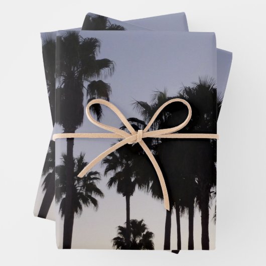 Abenddämmerung mit tropischen Palmen Geschenkpapier Set (Beispiel)