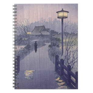 Abenddämmerungsregen auf dem Weg nach Shinobazu in Notizblock