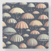 Abende am Strand im Regen Steinuntersetzer (Vorderseite)