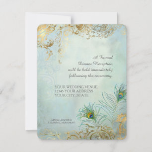 Abendempfang Pfauenfedern Elegante Hochzeit Einladung