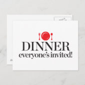 Abendessen Alle sind eingeladen Einladungspostkarte (Vorne/Hinten)