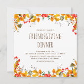 Abendessen am Erntedank. Freundschaftsfest. Herbst Einladung (Vorderseite)