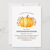Abendessen am Erntedank. Friendsgiving Blumenkürbi Einladung (Vorderseite)