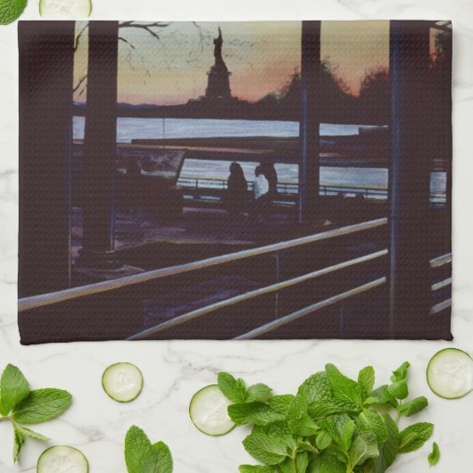 Abendessen am Geburtsort von Freedom, Insel Ellis Geschirrtuch (Gefaltet)