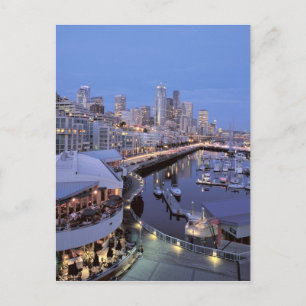 Abendessen am Hafen von Bell in Seattle, Washingto Postkarte