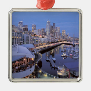 Abendessen am Hafen von Bell in Seattle, Washingto Silbernes Ornament