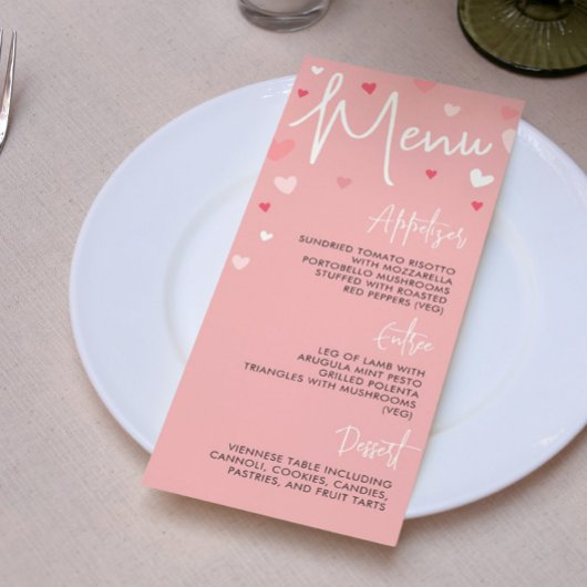 Abendessen am rosa Valentinstag Party oder Hochzei Menükarte
