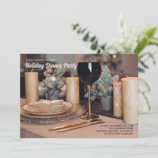 Abendessen am Tisch Einladung (Stehend Vorderseite)