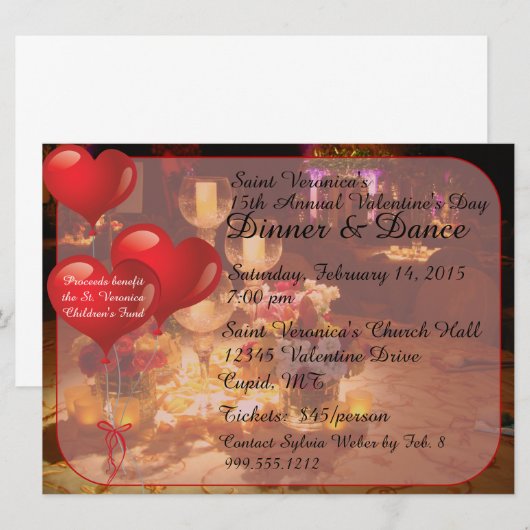 Abendessen am Valentinstag Einladung (Vorne/Hinten)