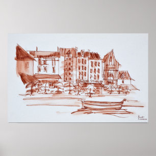 Abendessen an der Küste Concarneau, Bretagne, Fr Poster