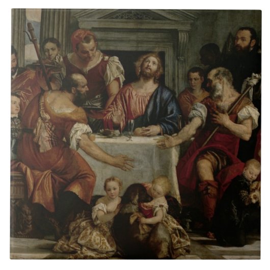 Abendessen bei Emmaus (Öl auf Leinwand) Fliese (Vorderseite)