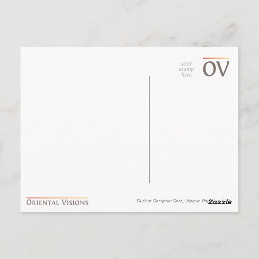 Abendessen bei Ganghaur Ghat, Udaipur, Rajasthan,  Postkarte (Rückseite)